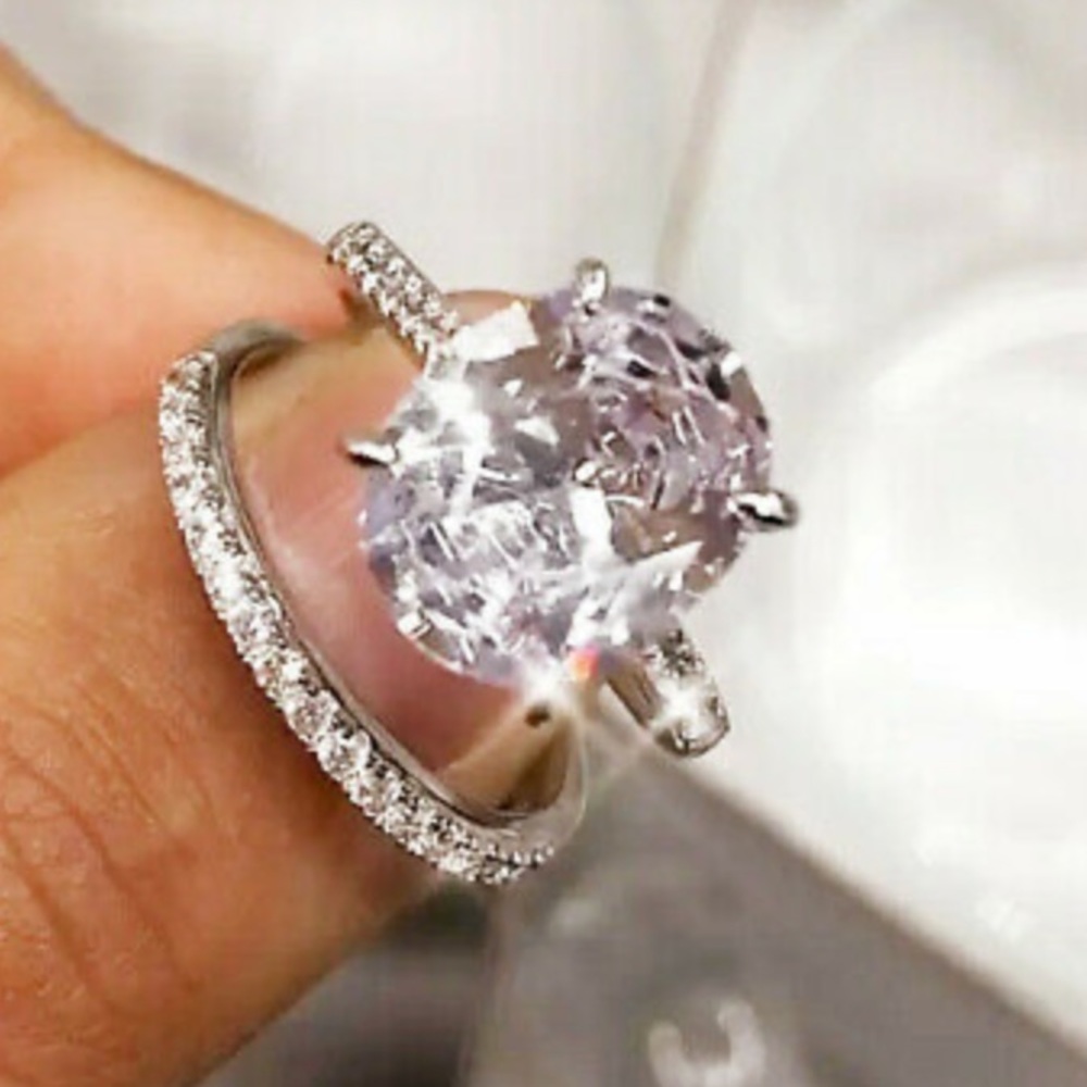 New stamped 925 sterling silver diamond  ring set - Picture 3 of 7